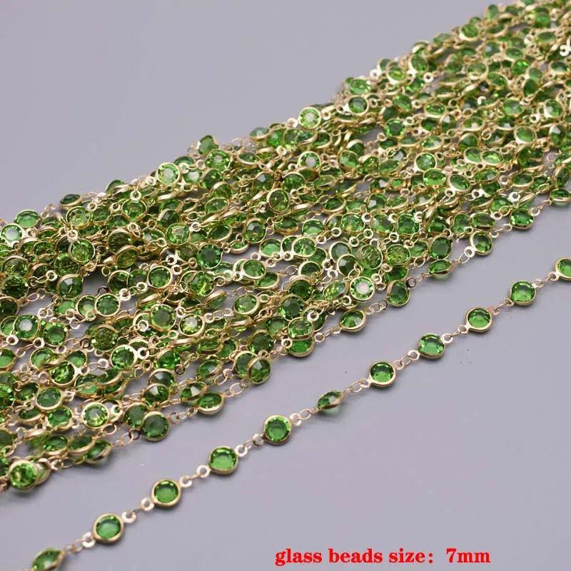 1m Green Crystal Beaded Chain for DIY Jewelry Making