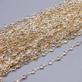 1m Green Crystal Beaded Chain for DIY Jewelry Making