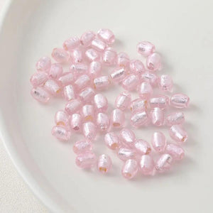 6PCS Oval Glass Beads Silver Foil DIY Jewelry Making Supplies