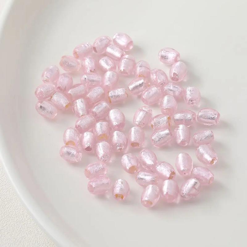 6PCS Oval Glass Beads Silver Foil DIY Jewelry Making Supplies