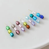 6PCS Oval Glass Beads Silver Foil DIY Jewelry Making Supplies