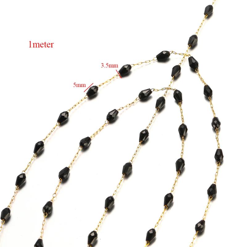 1m Stainless Steel Crystal Glass Beads Chains DIY Jewelry Making