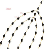 1m Stainless Steel Crystal Glass Beads Chains DIY Jewelry Making