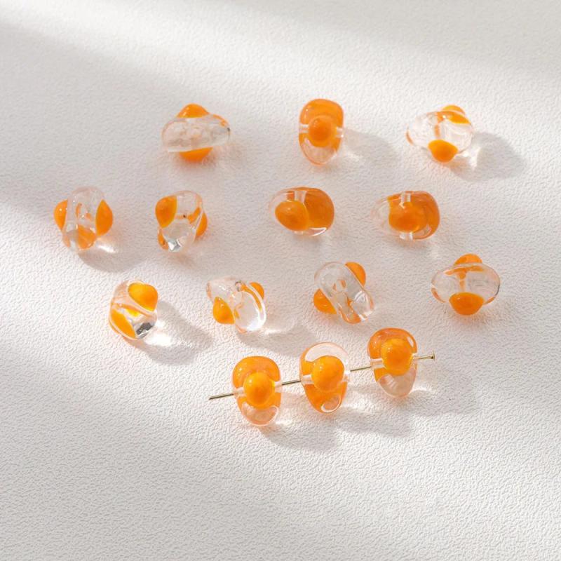 6PCS Glaze Glass Beads Poached Egg DIY Jewelry Making Supplies