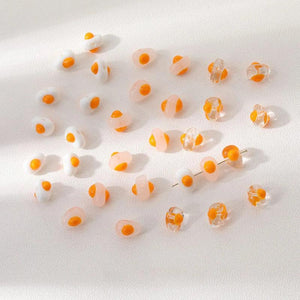 6PCS Glaze Glass Beads Poached Egg DIY Jewelry Making Supplies