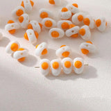 6PCS Glaze Glass Beads Poached Egg DIY Jewelry Making Supplies