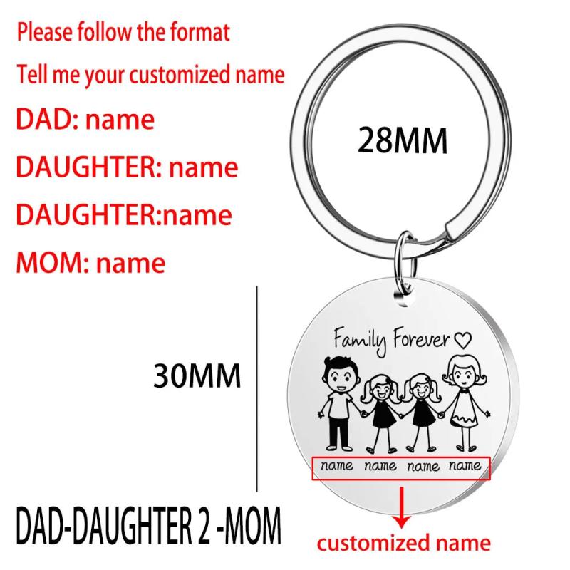 Personalized Family Keychain Custom Mom Dad Daughter Son Pet Key Chain