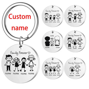 Personalized Family Keychain Custom Mom Dad Daughter Son Pet Key Chain