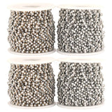 2M Pearl Necklace Chains Stainless Steel Glass Beads Chain Jewelry