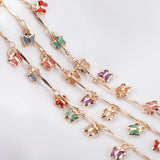 1M Crystal Butterfly Copper Chain Glass Beaded Love Heart Chain