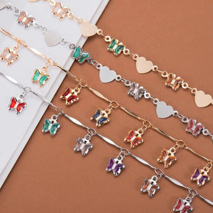 1M Crystal Butterfly Copper Chain Glass Beaded Love Heart Chain