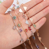 1M Crystal Butterfly Copper Chain Glass Beaded Love Heart Chain