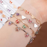 1M Crystal Butterfly Copper Chain Glass Beaded Love Heart Chain