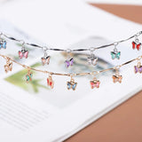 1M Crystal Butterfly Copper Chain Glass Beaded Love Heart Chain