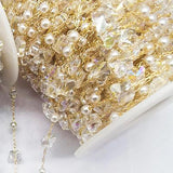 1m Crystal Butterfly Love Heart Glass Beaded Chain for Jewelry Making