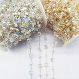 1m Crystal Butterfly Love Heart Glass Beaded Chain for Jewelry Making