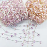 1m Crystal Butterfly Love Heart Glass Beaded Chain for Jewelry Making