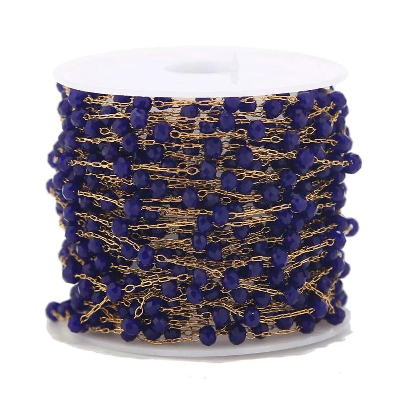 1M 3.5mm Golden Glass Bead Chains DIY Jewelry Findings