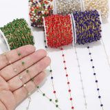 1M 3.5mm Golden Glass Bead Chains DIY Jewelry Findings