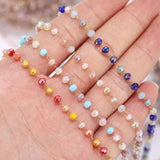 1m Stainless Steel Glass Beads Chains for DIY Jewelry Making