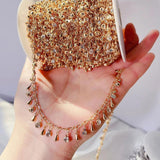 1m Droplet Pendant Chain Rhinestone Crystal Glass Bead Bracelet Necklace