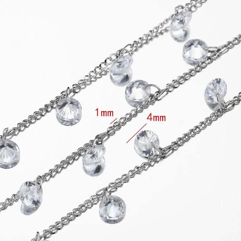 1m Crystal Beaded Chain Glass Beads Necklace Bracelet DIY Supplies