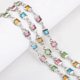 1m 4mm Crystal Bead Copper Chains Dopamine Rhinestone Necklace