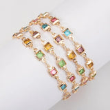 1m 4mm Crystal Bead Copper Chains Dopamine Rhinestone Necklace