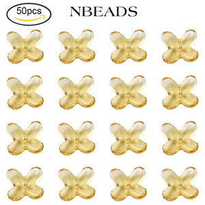 50PC Transparent Glass Beads Light Khaki 12x9.5mm DIY Jewelry Making