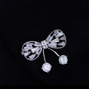 Tassel Pearl Zircon Bowknot Brooch Pin for Year Gift