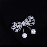 Tassel Pearl Zircon Bowknot Brooch Pin for Year Gift