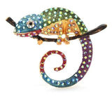 Vintage Rhinestone Lizard Chameleon Brooch Animal Pins Jacket Scarf Clip