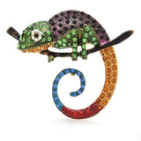 Vintage Rhinestone Lizard Chameleon Brooch Animal Pins Jacket Scarf Clip