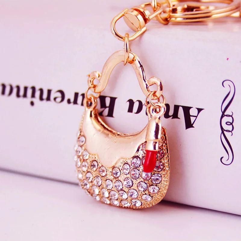 Rhinestone Key Chain Set Handbag Car Keychain