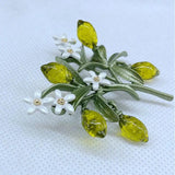 Elegance Lemon Brooches Flower Leaf Fruit Orange Blossom Corsage