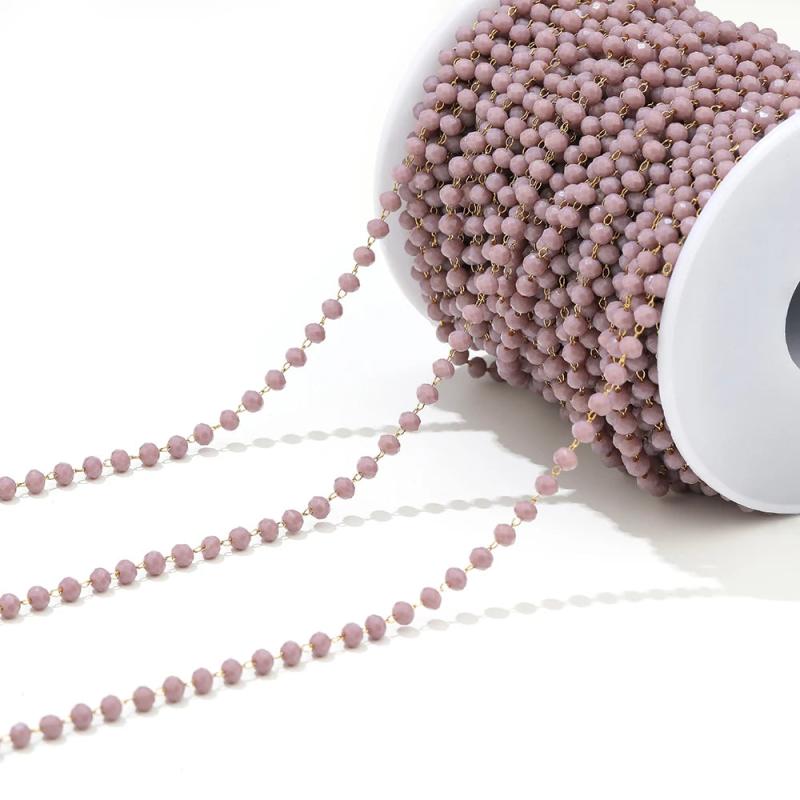 1 Meter Stainless Steel Glass Beaded Chain 3mm for DIY Jewelry