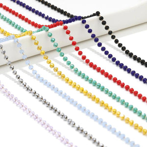 1 Meter Stainless Steel Glass Beaded Chain 3mm for DIY Jewelry