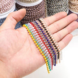 1 Meter Stainless Steel Glass Beaded Chain 3mm for DIY Jewelry
