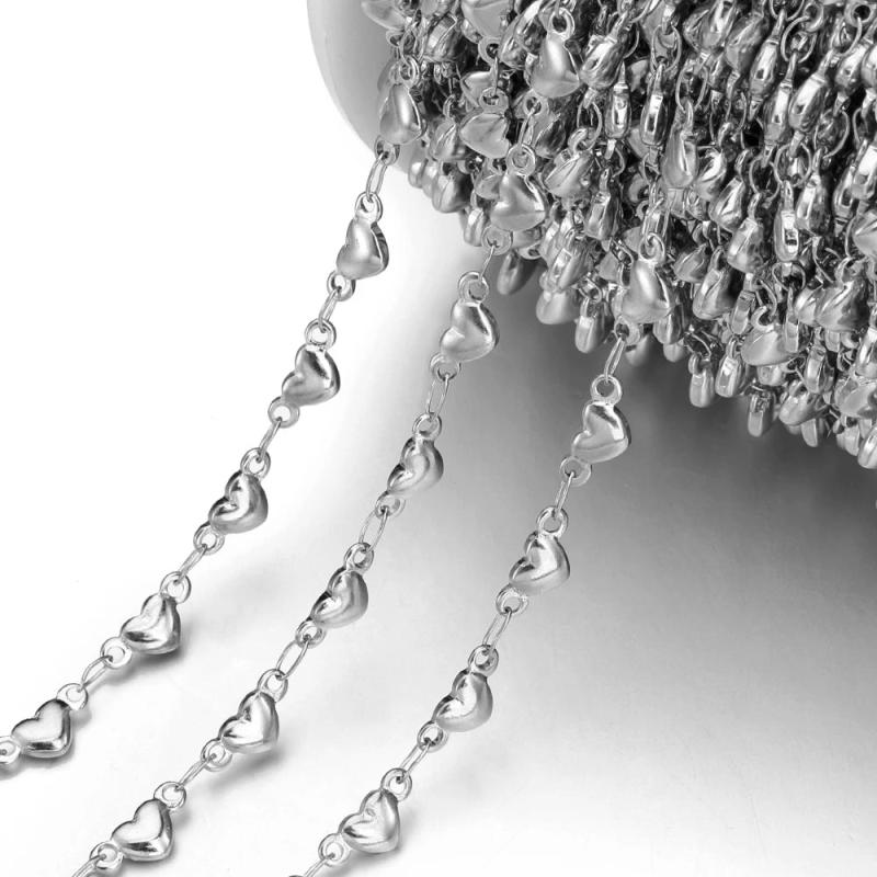 Stainless Steel Love Heart Chain DIY Jewelry Making Supplies