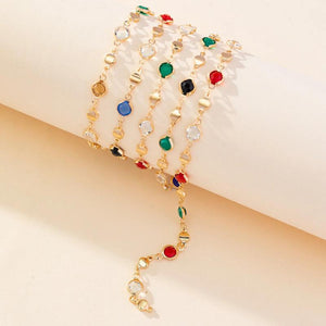 YASTYT Beads Chain Glass and Pearl Beads Stainless Steel