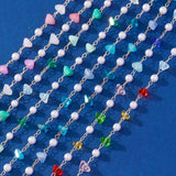 YASTYT Beads Chain Glass and Pearl Beads Stainless Steel