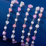 YASTYT Beads Chain Glass and Pearl Beads Stainless Steel