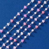 YASTYT Beads Chain Glass and Pearl Beads Stainless Steel