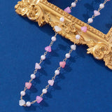 YASTYT Beads Chain Glass and Pearl Beads Stainless Steel