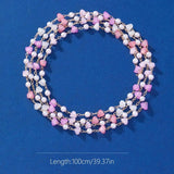 YASTYT Beads Chain Glass and Pearl Beads Stainless Steel