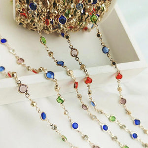 1m Dark Green Crystal Beads Chains for Jewelry Making