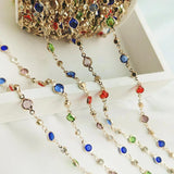 1m Dark Green Crystal Beads Chains for Jewelry Making