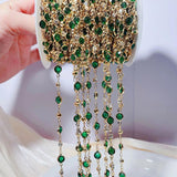 1m Dark Green Crystal Beads Chains for Jewelry Making