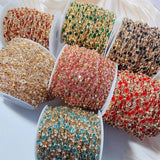 1m Dark Green Crystal Beads Chains for Jewelry Making