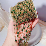 1m Dark Green Crystal Beads Chains for Jewelry Making